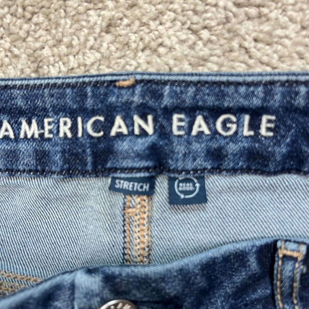 American Eagle Jeans Womens 14 34x35 Dark Wash 5 Pocket Wide Leg Stretch Flare - Picture 11 of 16